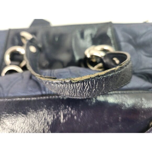 Coach Ashley Blue Patent Leather Satchel Handbag Purse F19449 - Picture 8 of 13